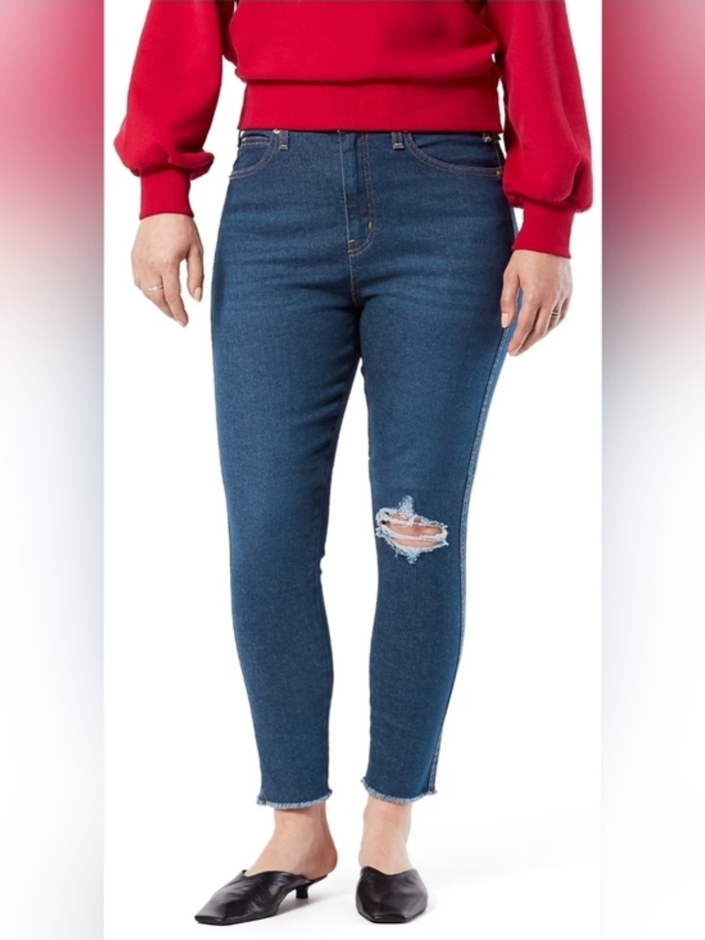 Levi Strauss Women Heritage High Rise Blue Skinny Jeans Size 12 Distressed